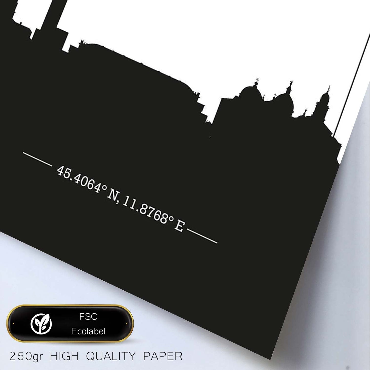 Poster con mapa de Padua - Italia. Láminas con Skyline de ciudades de Italia con sombra negra.-Artwork-Nacnic-Nacnic Estudio SL
