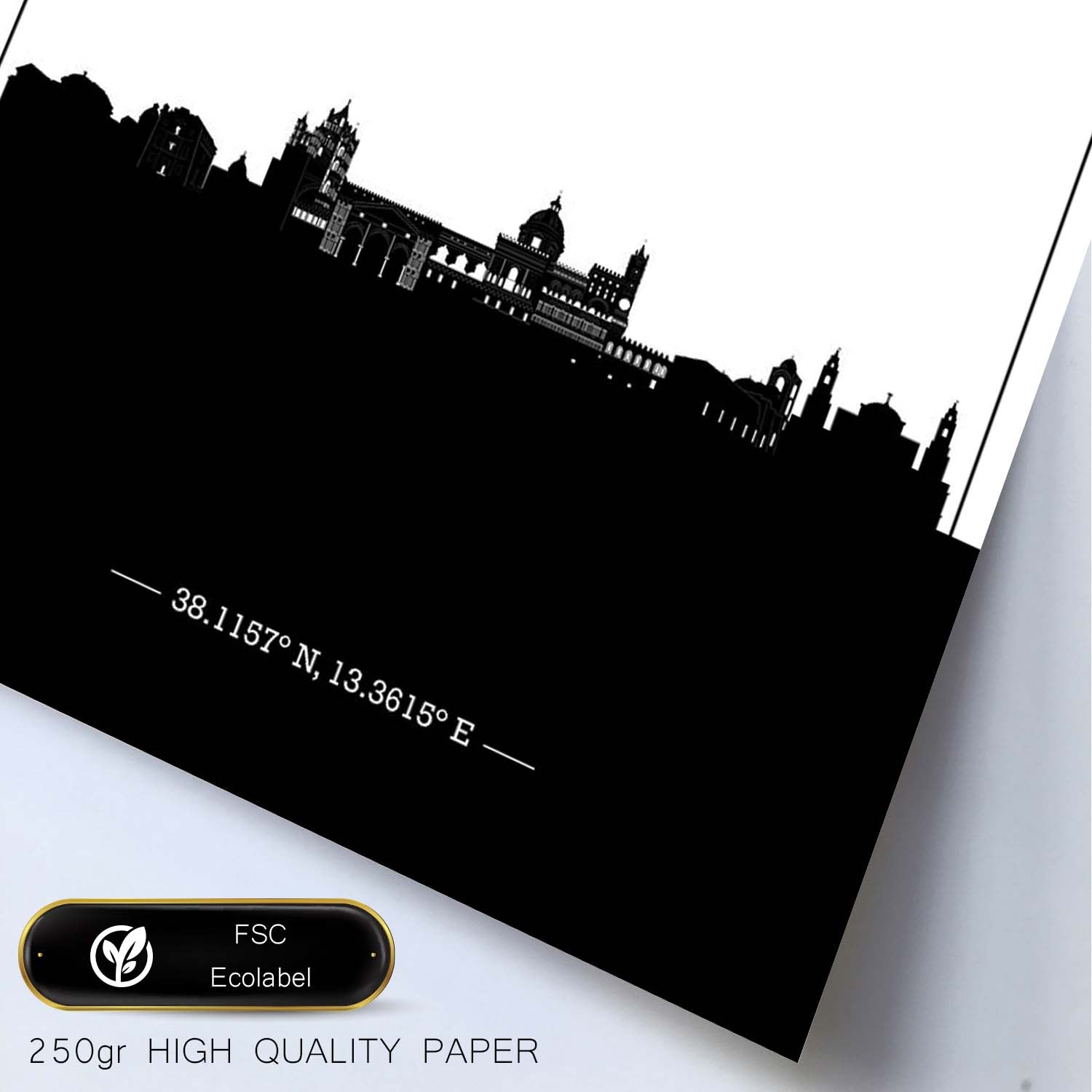 Poster con mapa de Palermo - Italia. Láminas con Skyline de ciudades de Italia con sombra negra.-Artwork-Nacnic-Nacnic Estudio SL