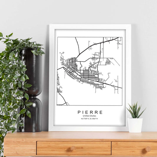 Poster con mapa de Pierre. Lámina de Estados Unidos, con imágenes de mapas y carreteras-Artwork-Nacnic-Nacnic Estudio SL