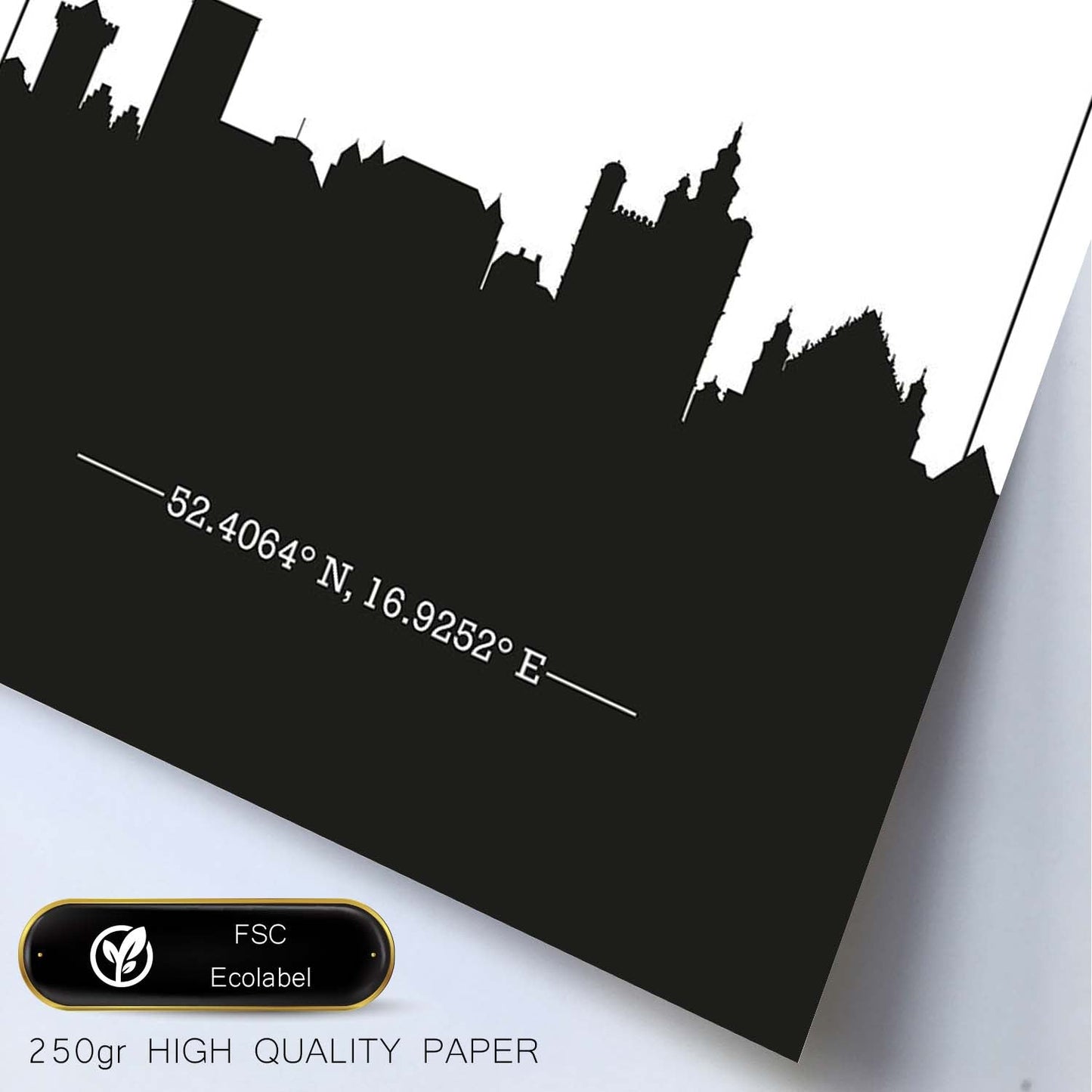 Poster con mapa de Poznan - Polonia. Láminas con Skyline de ciudades de Europa con sombra negra.-Artwork-Nacnic-Nacnic Estudio SL