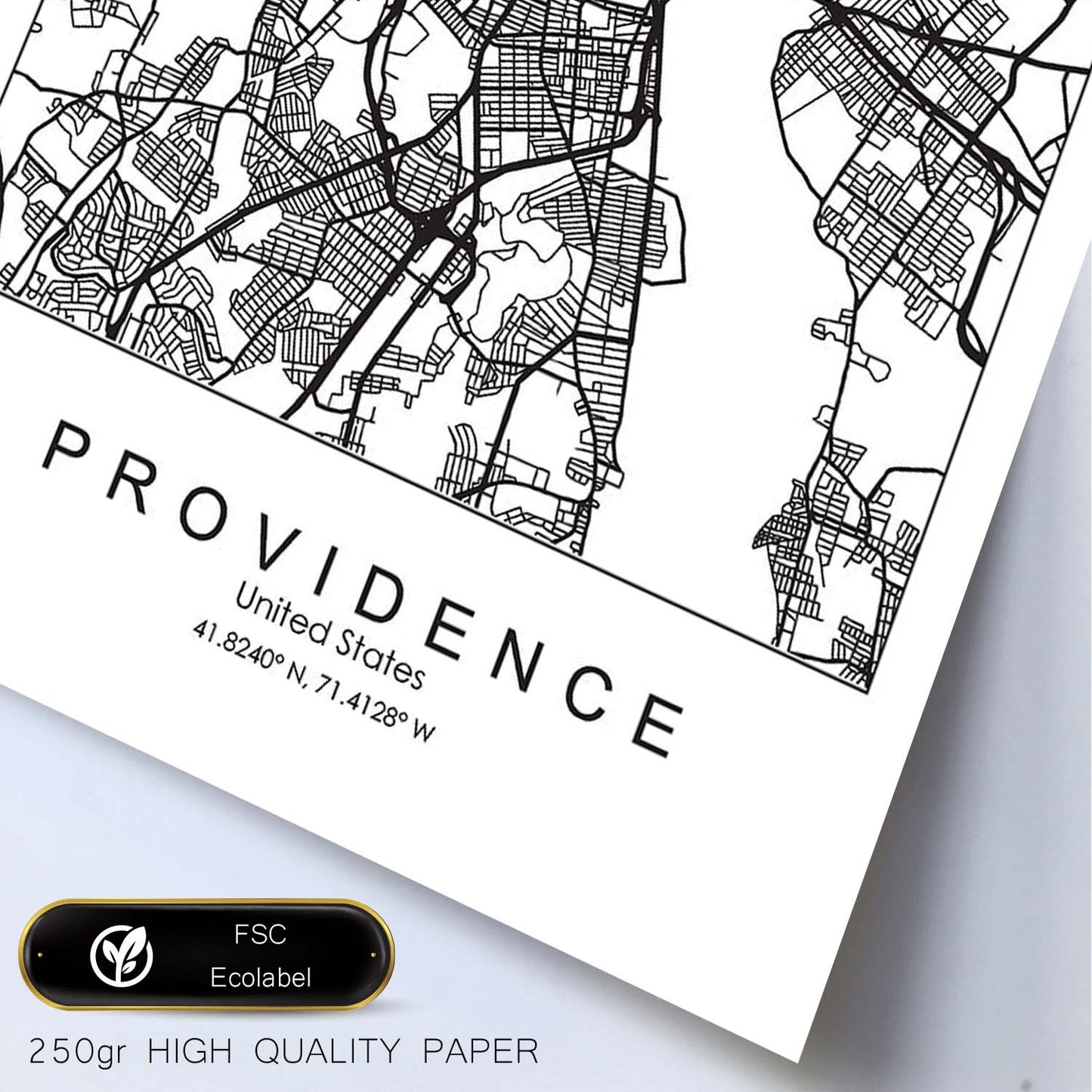 Poster con mapa de Providence. Lámina de Estados Unidos, con imágenes de mapas y carreteras-Artwork-Nacnic-Nacnic Estudio SL