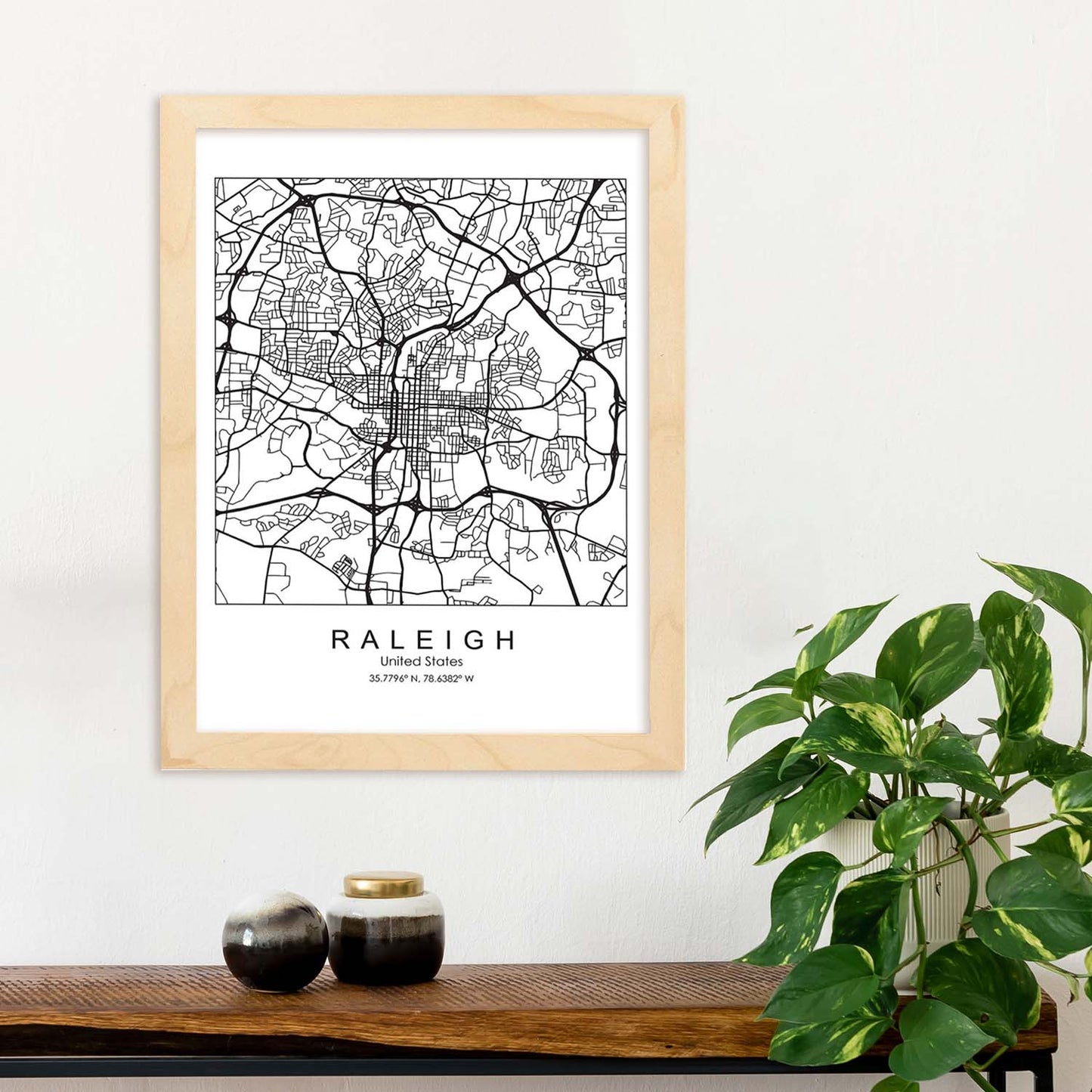 Poster con mapa de Raleigh. Lámina de Estados Unidos, con imágenes de mapas y carreteras-Artwork-Nacnic-Nacnic Estudio SL