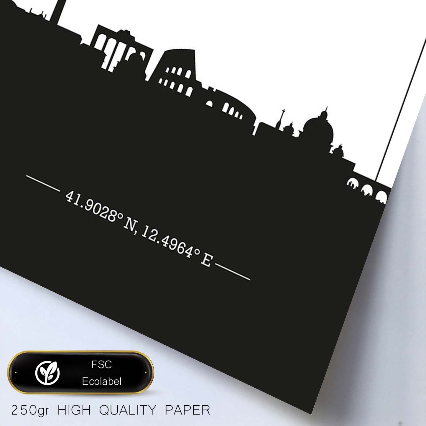 Poster con mapa de Rome - Italia. Láminas con Skyline de ciudades de Italia con sombra negra.-Artwork-Nacnic-Nacnic Estudio SL