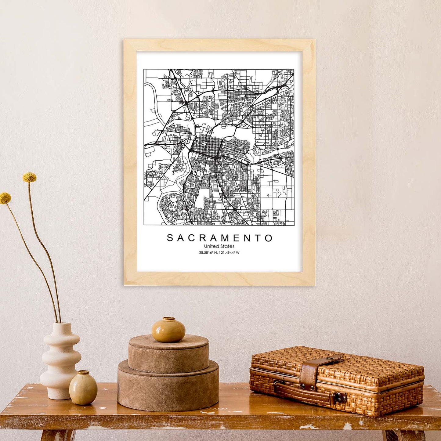 Poster con mapa de Sacramento. Lámina de Estados Unidos, con imágenes de mapas y carreteras-Artwork-Nacnic-Nacnic Estudio SL