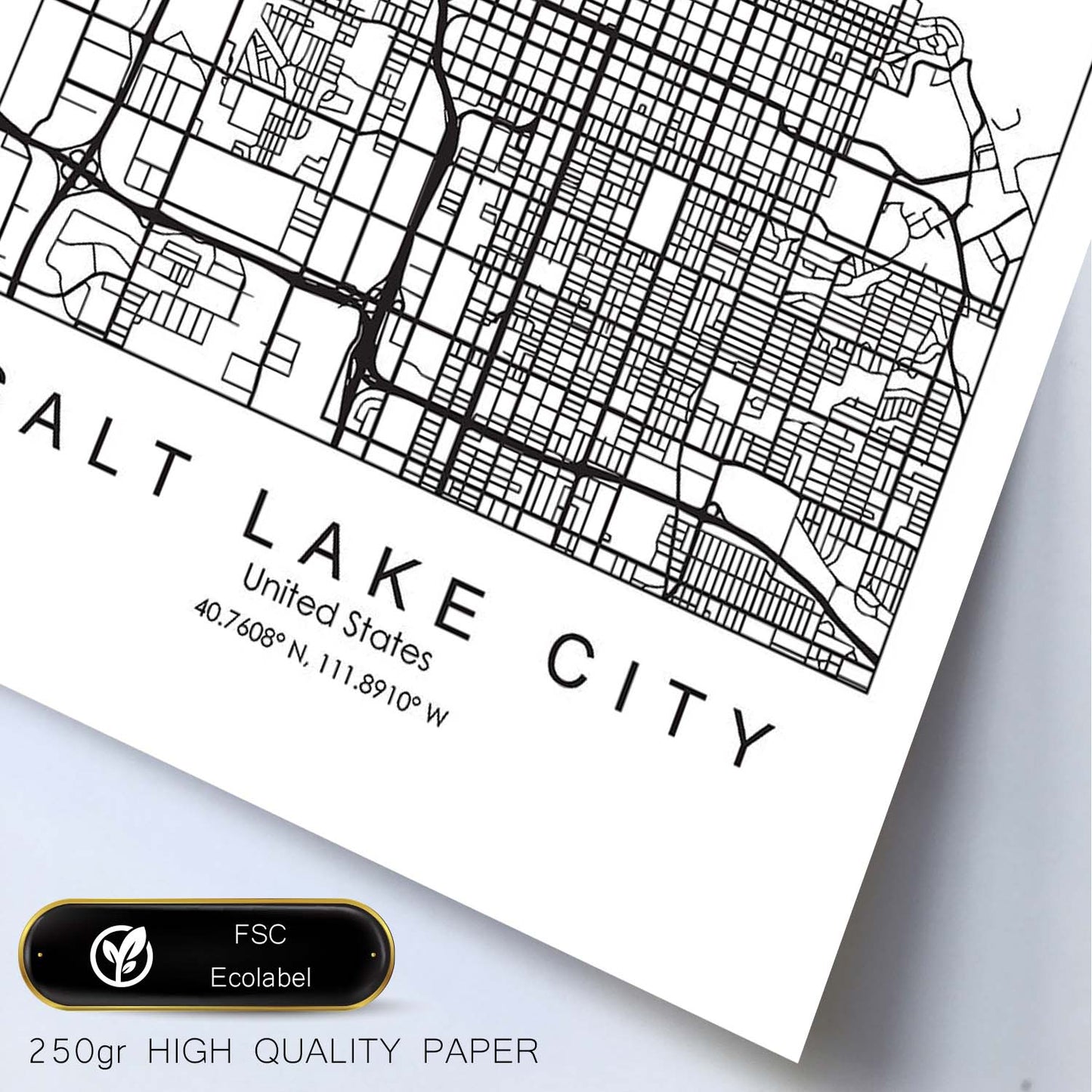 Poster con mapa de Salt Lake. Lámina de Estados Unidos, con imágenes de mapas y carreteras-Artwork-Nacnic-Nacnic Estudio SL