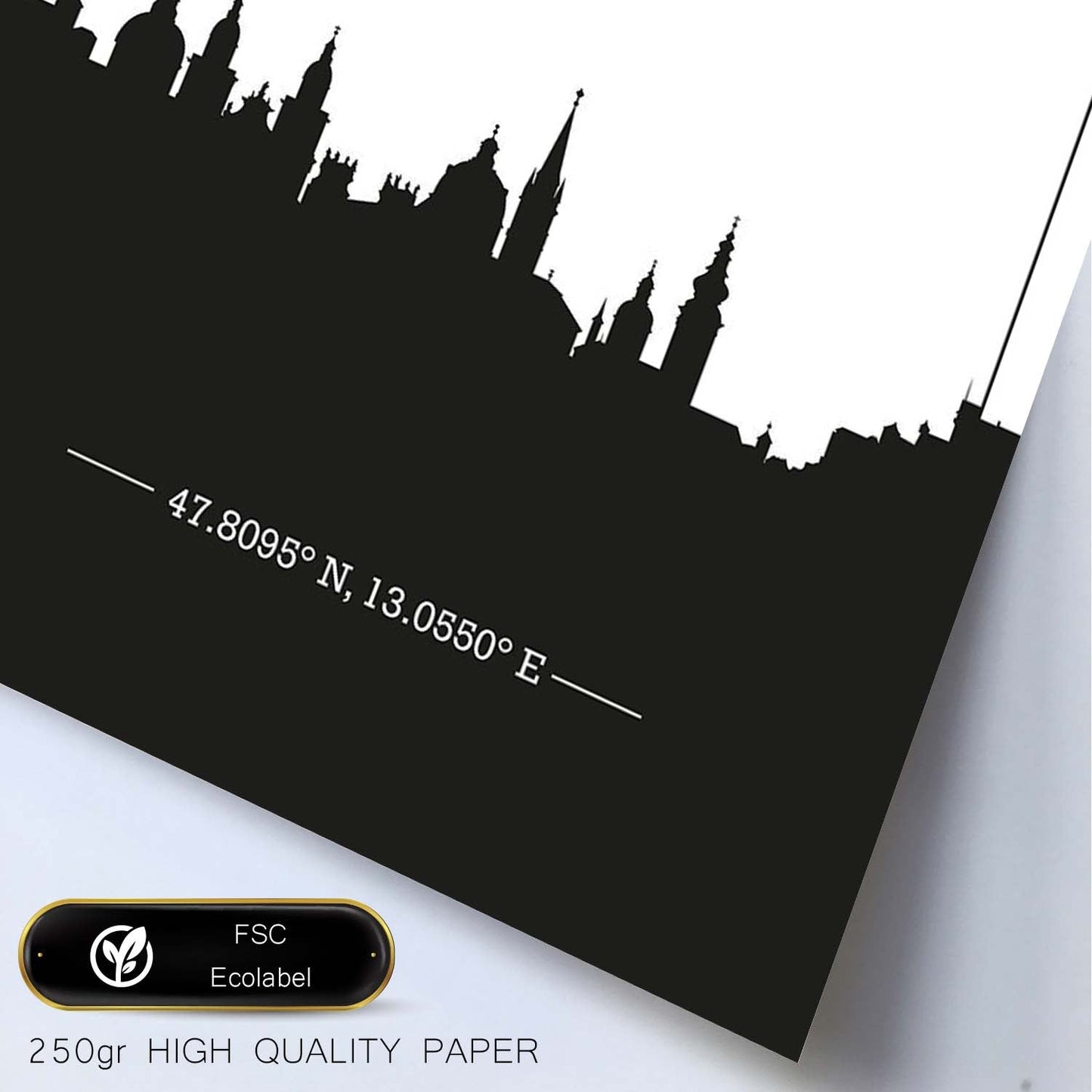 Poster con mapa de Salzburg - Austria. Láminas con Skyline de ciudades de Europa con sombra negra.-Artwork-Nacnic-Nacnic Estudio SL