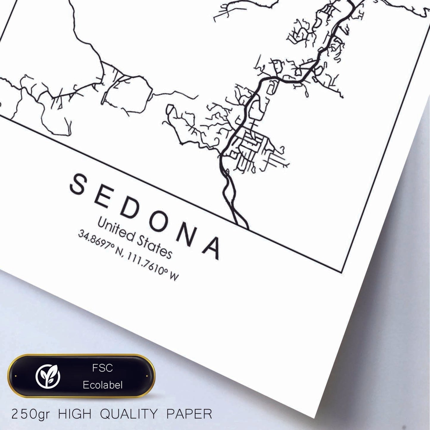 Poster con mapa de Sedona. Lámina de Estados Unidos, con imágenes de mapas y carreteras-Artwork-Nacnic-Nacnic Estudio SL