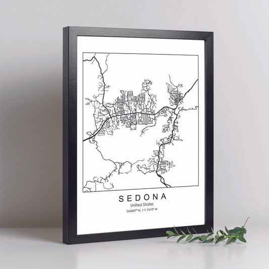Poster con mapa de Sedona. Lámina de Estados Unidos, con imágenes de mapas y carreteras-Artwork-Nacnic-Nacnic Estudio SL