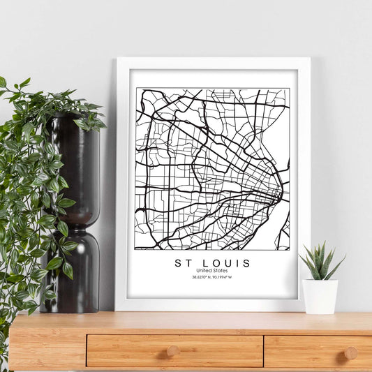 Poster con mapa de St. Louis. Lámina de Estados Unidos, con imágenes de mapas y carreteras-Artwork-Nacnic-Nacnic Estudio SL