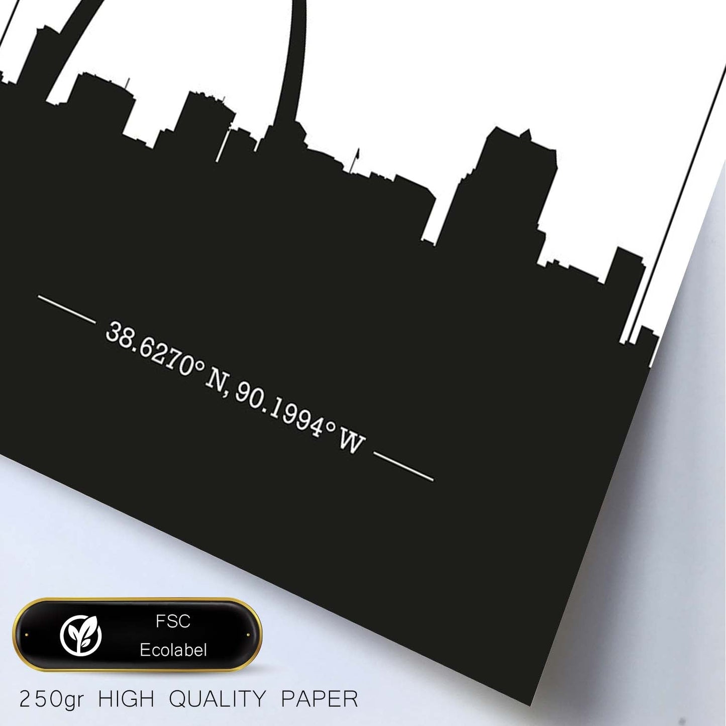 Poster con mapa de Stlouis - USA. Láminas con Skyline de ciudades de Estados Unidos, Canada, Mexico con sombra negra.-Artwork-Nacnic-Nacnic Estudio SL