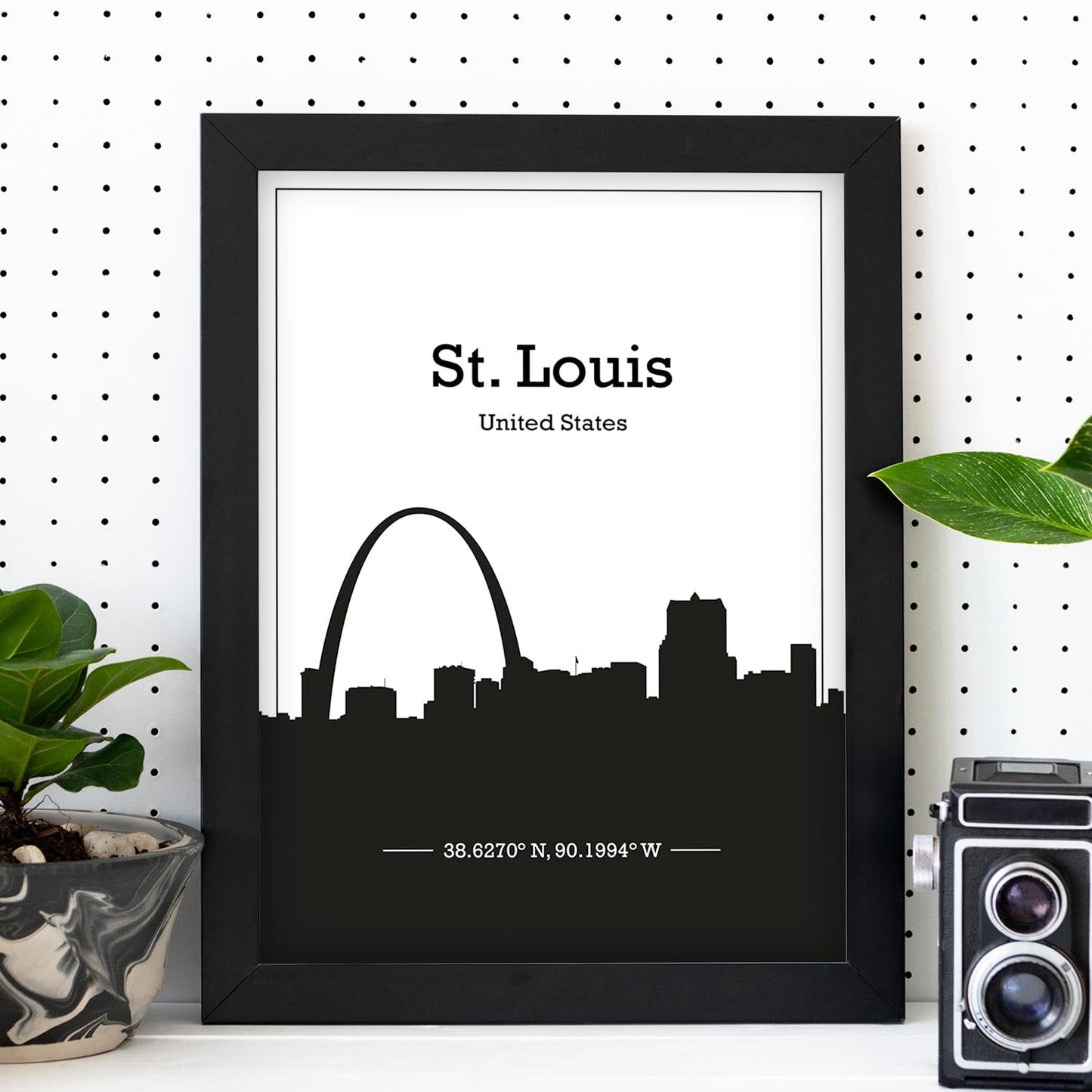 Poster con mapa de Stlouis - USA. Láminas con Skyline de ciudades de Estados Unidos, Canada, Mexico con sombra negra.-Artwork-Nacnic-Nacnic Estudio SL