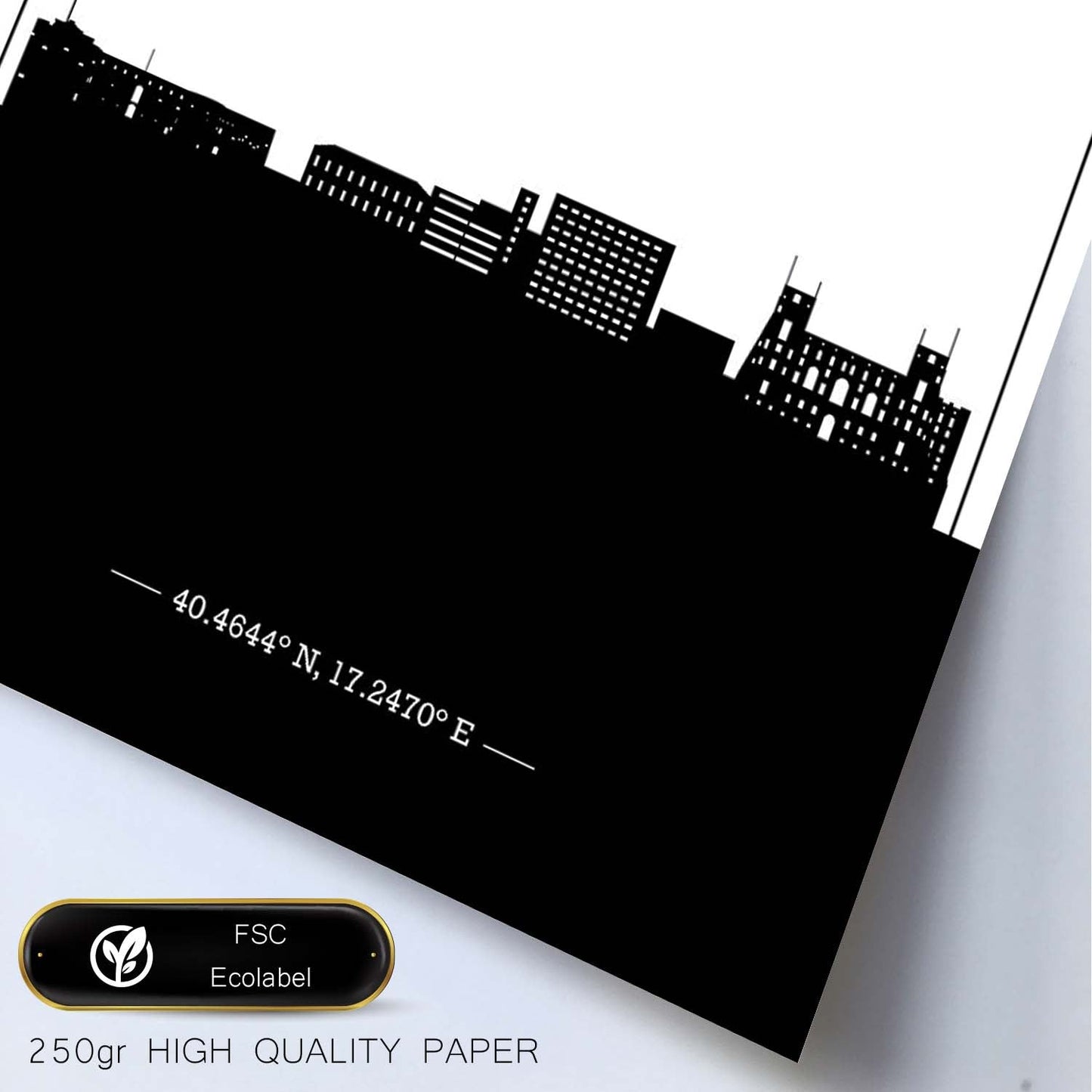 Poster con mapa de Taranto - Italia. Láminas con Skyline de ciudades de Italia con sombra negra.-Artwork-Nacnic-Nacnic Estudio SL