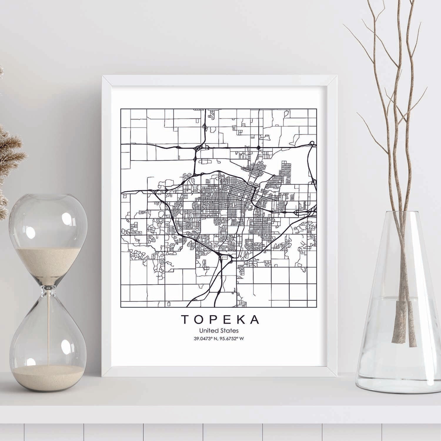 Poster con mapa de Topeka. Lámina de Estados Unidos, con imágenes de mapas y carreteras-Artwork-Nacnic-Nacnic Estudio SL