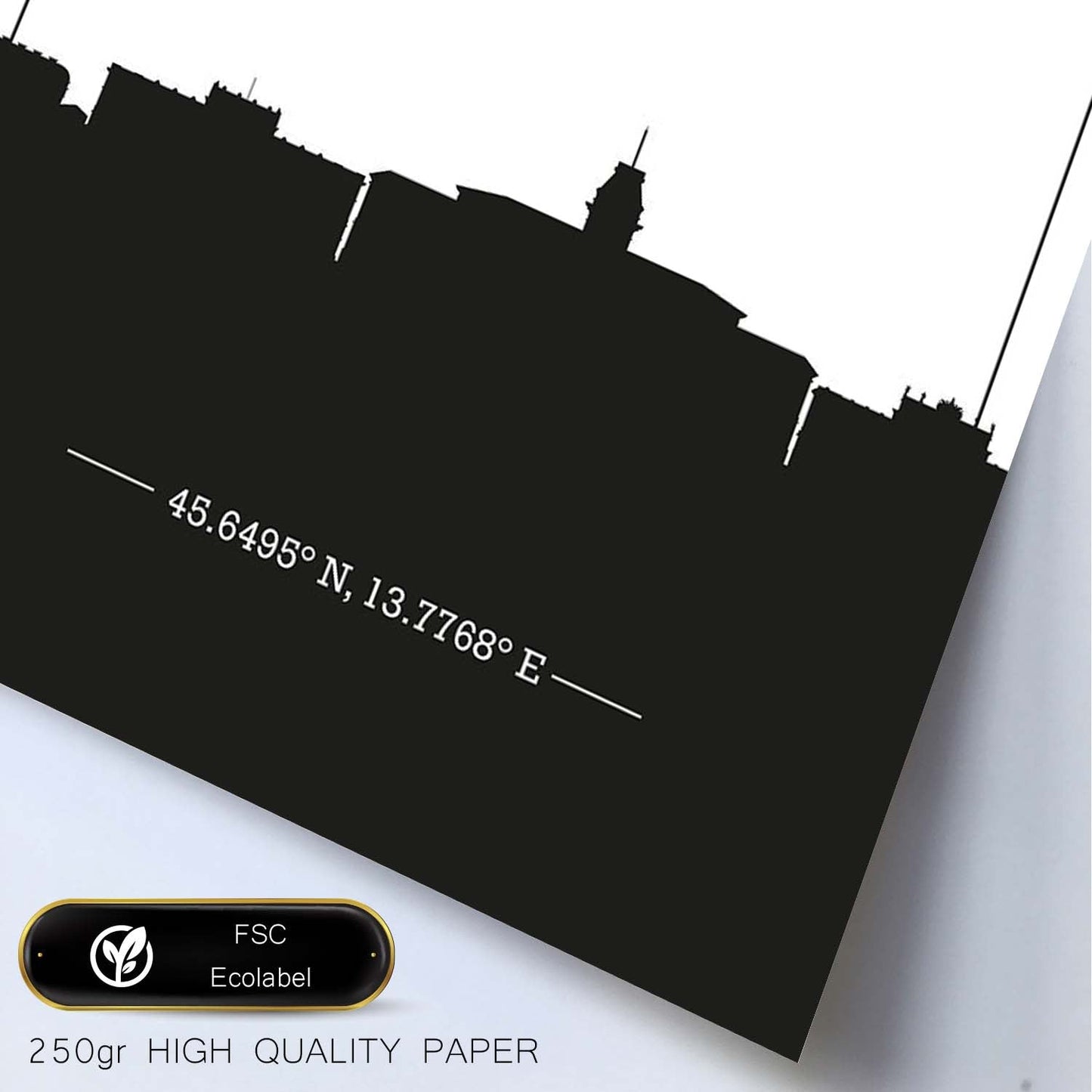Poster con mapa de Trieste - Italia. Láminas con Skyline de ciudades de Italia con sombra negra.-Artwork-Nacnic-Nacnic Estudio SL