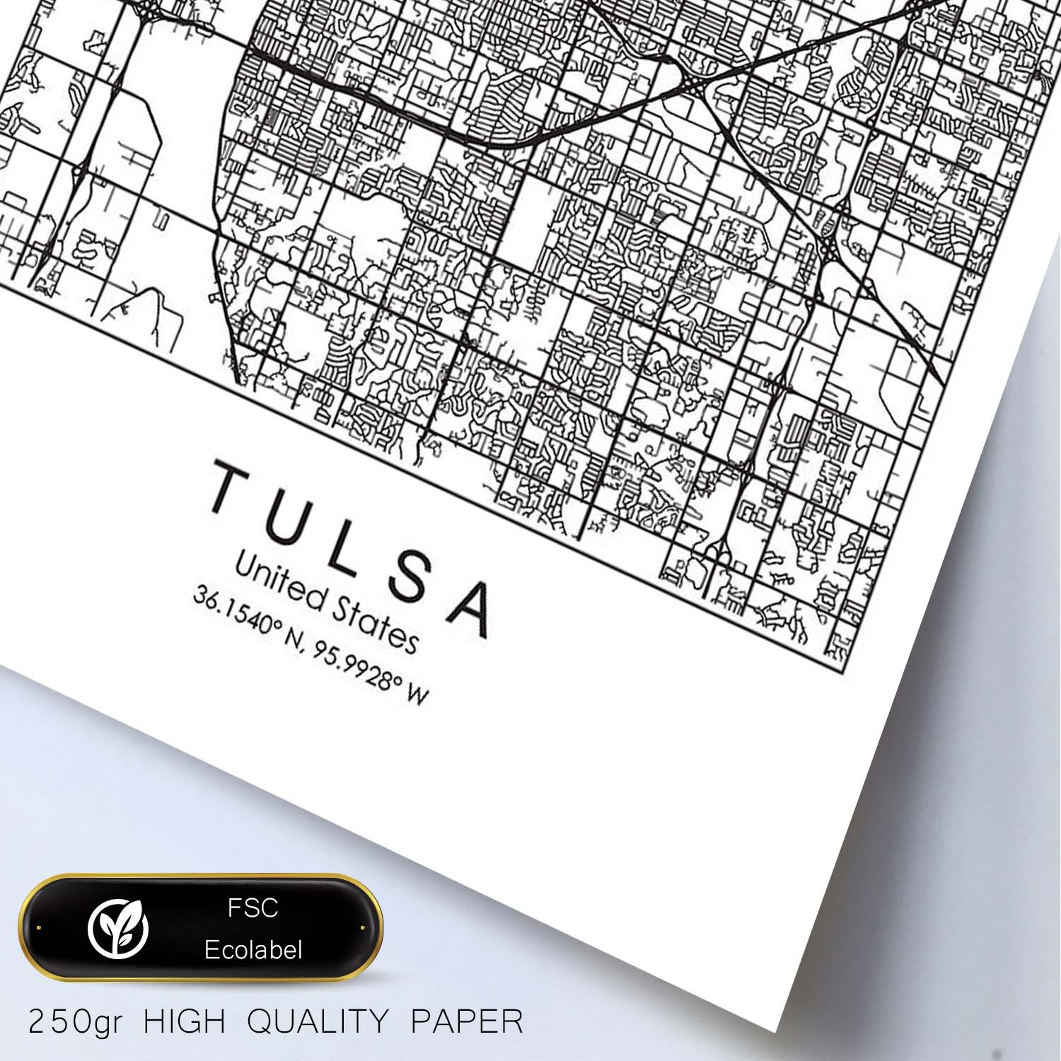 Poster con mapa de Tulsa. Lámina de Estados Unidos, con imágenes de mapas y carreteras-Artwork-Nacnic-Nacnic Estudio SL