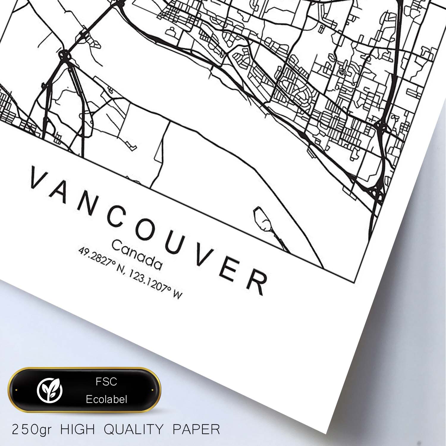 Poster con mapa de Vancouver. Lámina de Estados Unidos, con imágenes de mapas y carreteras-Artwork-Nacnic-Nacnic Estudio SL