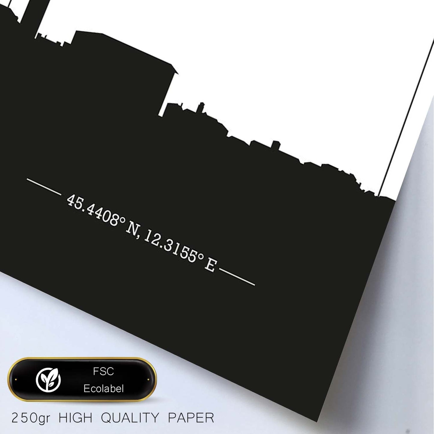 Poster con mapa de Venice - Italia. Láminas con Skyline de ciudades de Italia con sombra negra.-Artwork-Nacnic-Nacnic Estudio SL