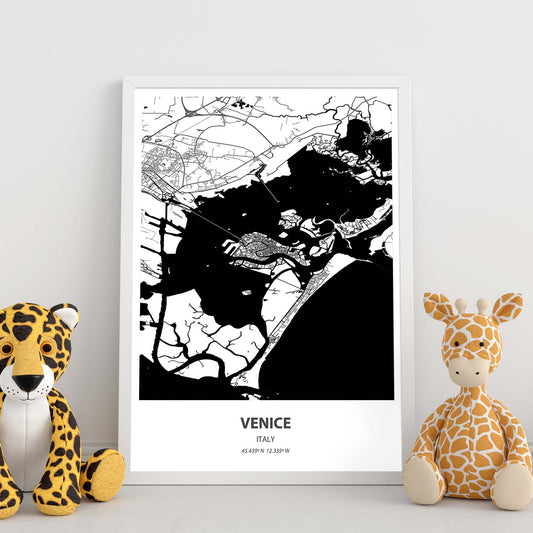 Poster con mapa de Venice - Italia. Láminas de ciudades de Italia con mares y ríos en color negro.-Artwork-Nacnic-Nacnic Estudio SL