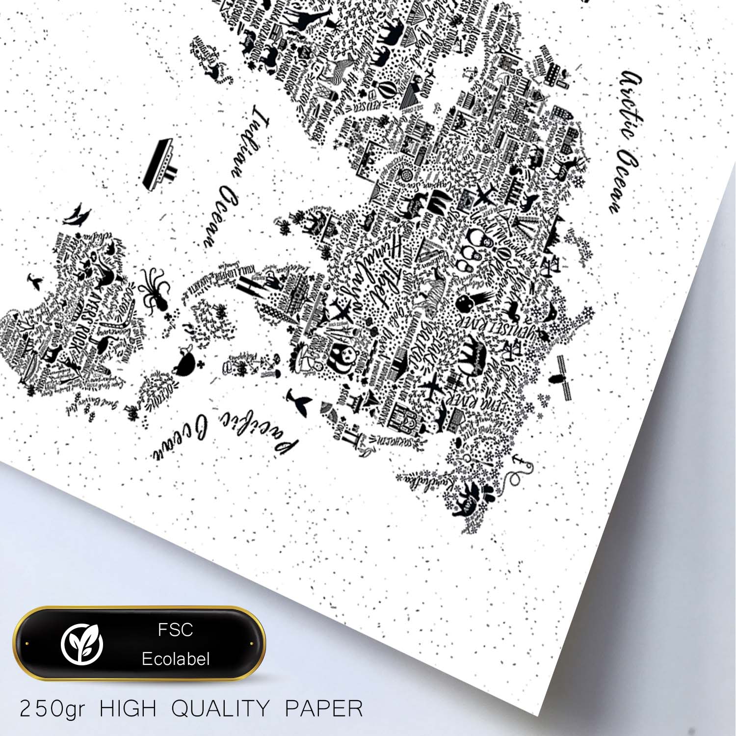 Poster con mapa tipográfico. Láminas con mapas del mundo.-Artwork-Nacnic-Nacnic Estudio SL