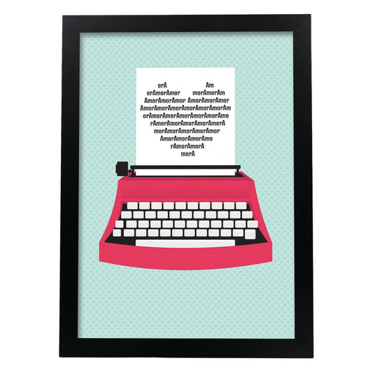 Poster con mensaje feliz. Lámina Amor.-Artwork-Nacnic-A4-Marco Negro-Nacnic Estudio SL