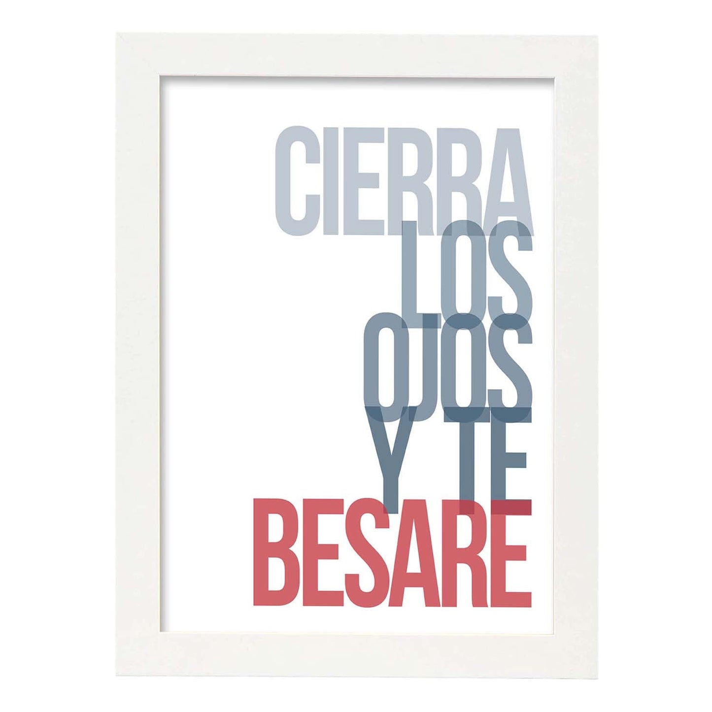 Poster con mensaje feliz. Lámina Cierra los ojos.-Artwork-Nacnic-A3-Marco Blanco-Nacnic Estudio SL