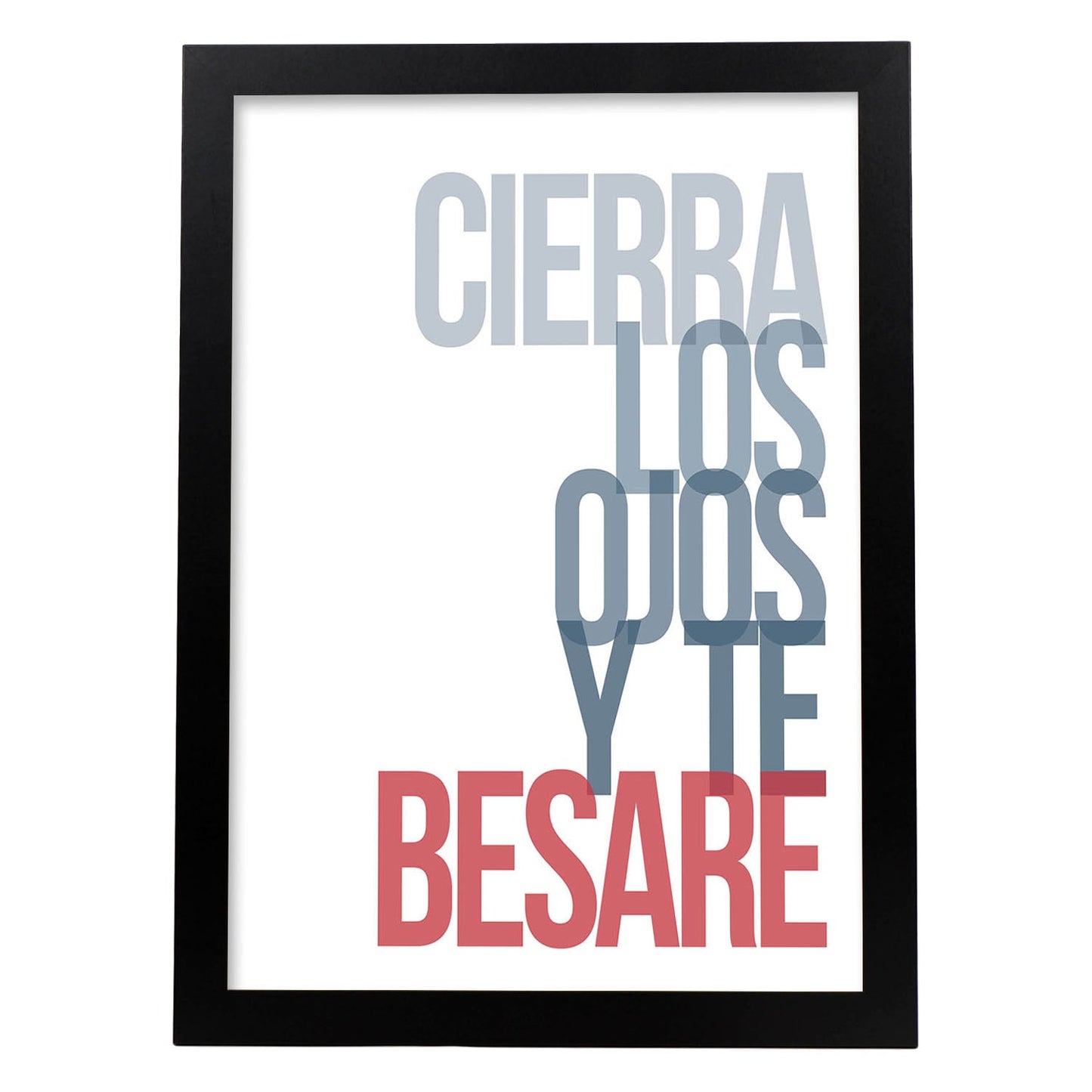 Poster con mensaje feliz. Lámina Cierra los ojos.-Artwork-Nacnic-A3-Marco Negro-Nacnic Estudio SL