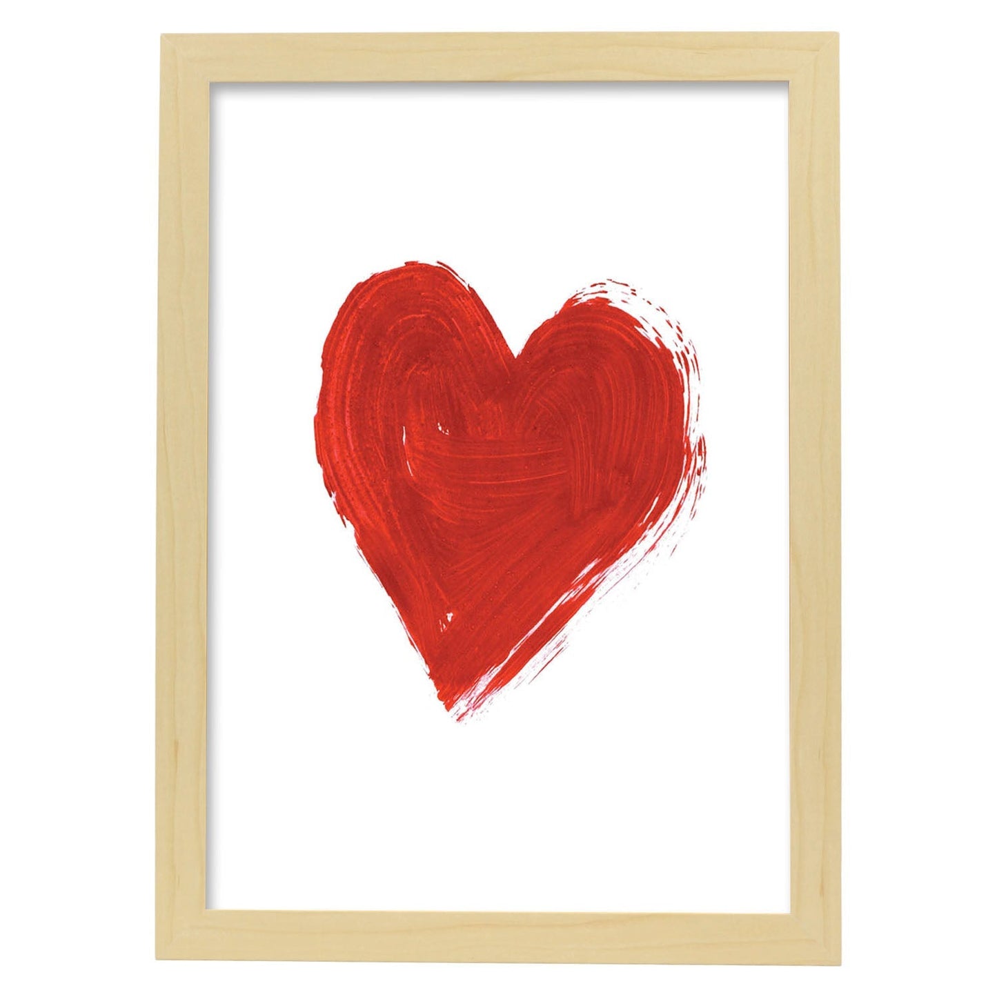 Poster con mensaje feliz. Lámina Corazón.-Artwork-Nacnic-A3-Marco Madera clara-Nacnic Estudio SL