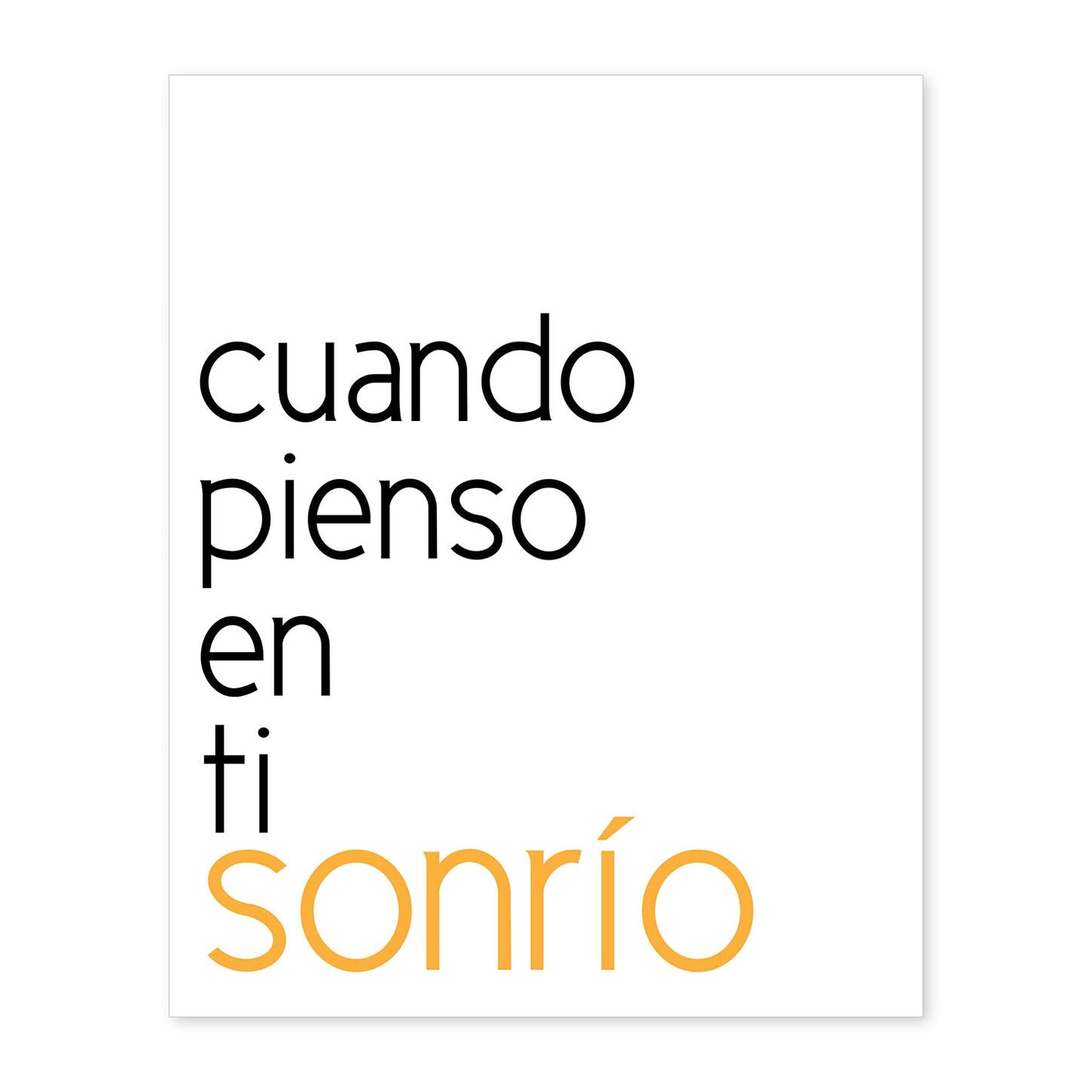Poster con mensaje feliz. Lámina Cuando pienso en tí sonrio.-Artwork-Nacnic-A4-Sin marco-Nacnic Estudio SL
