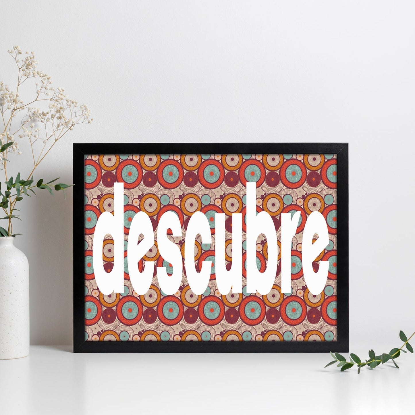 Poster con mensaje feliz. Lámina Descubre.-Artwork-Nacnic-Nacnic Estudio SL