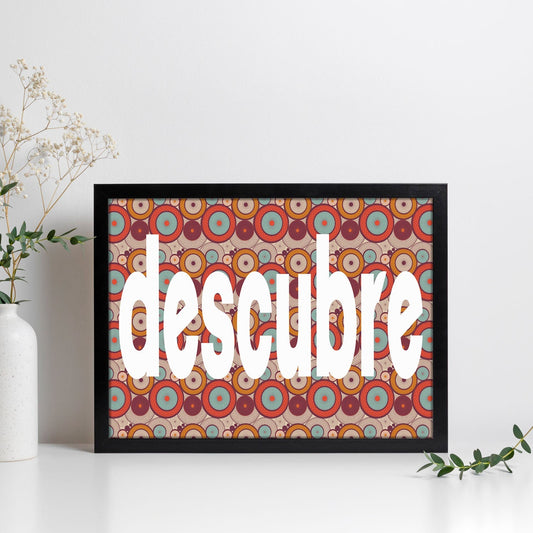 Poster con mensaje feliz. Lámina Descubre.-Artwork-Nacnic-Nacnic Estudio SL