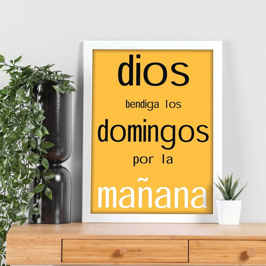 Poster con mensaje feliz. Lámina Dios bendiga los domingos.-Artwork-Nacnic-Nacnic Estudio SL