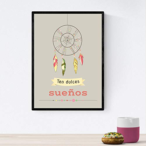 Poster con mensaje feliz. Lámina Dulces sueños.-Artwork-Nacnic-Nacnic Estudio SL