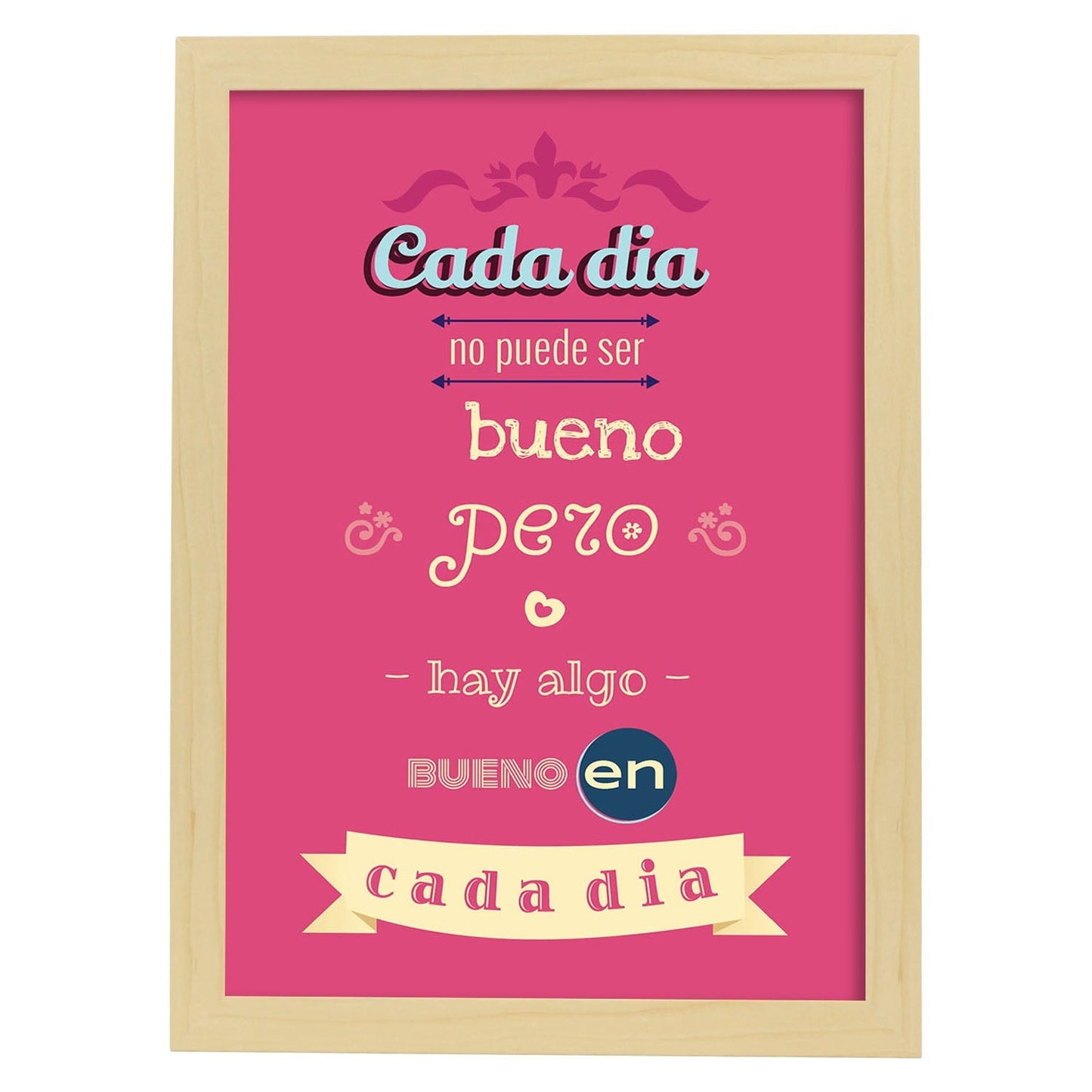 Poster con mensaje feliz. Lámina El amor lo puede todo.-Artwork-Nacnic-A4-Marco Madera clara-Nacnic Estudio SL