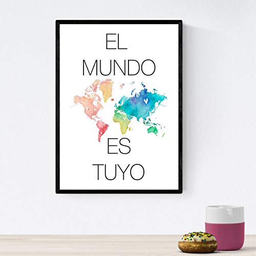 Poster con mensaje feliz. Lámina El mundo es tuyo.-Artwork-Nacnic-Nacnic Estudio SL