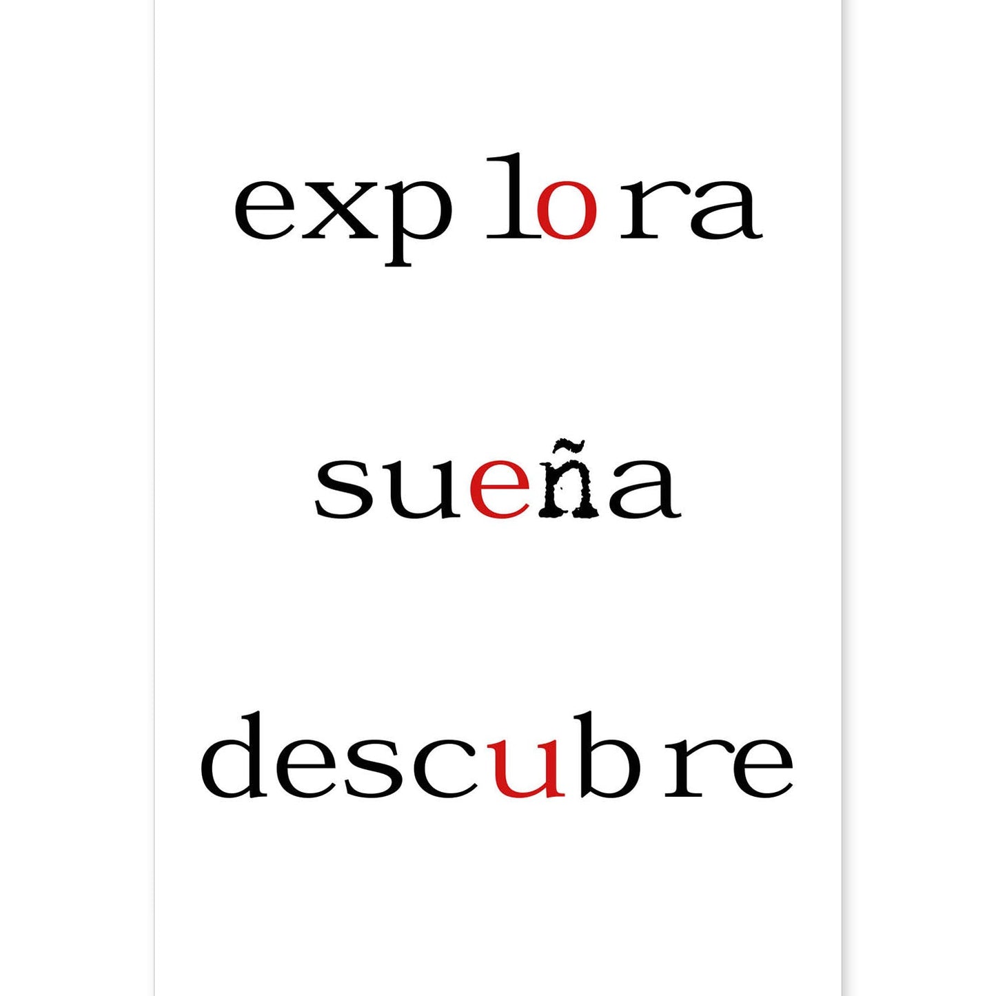 Poster con mensaje feliz. Lámina Explora sueña descubre.-Artwork-Nacnic-A4-Sin marco-Nacnic Estudio SL