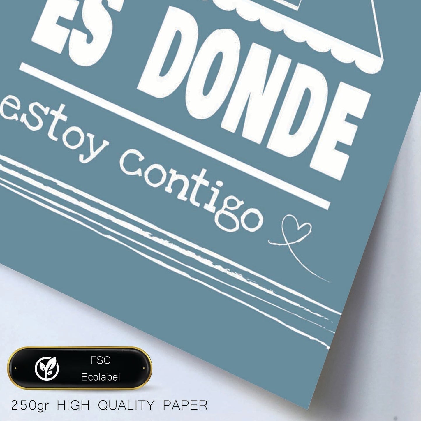 Poster con mensaje feliz. Lámina Hogar es donde estoy contigo.-Artwork-Nacnic-Nacnic Estudio SL
