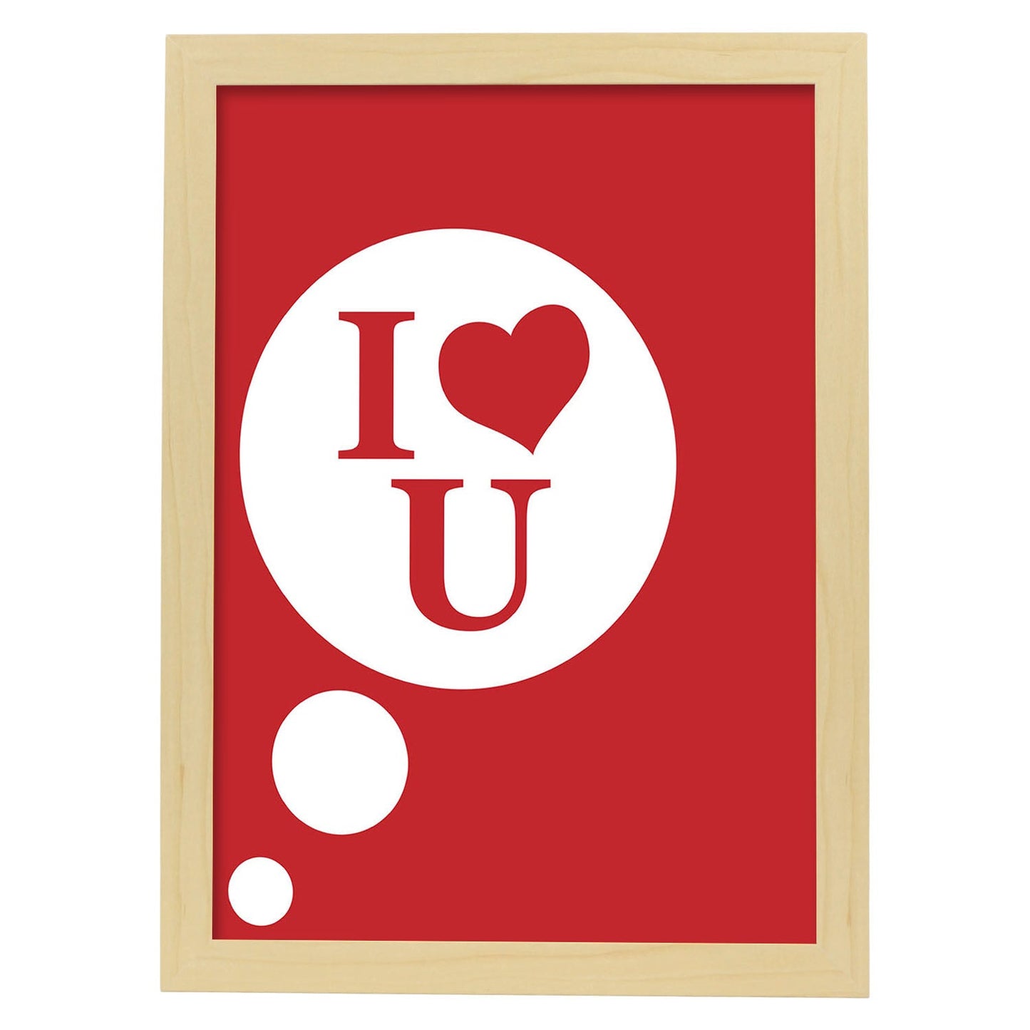 Poster con mensaje feliz. Lámina I love you.-Artwork-Nacnic-A4-Marco Madera clara-Nacnic Estudio SL