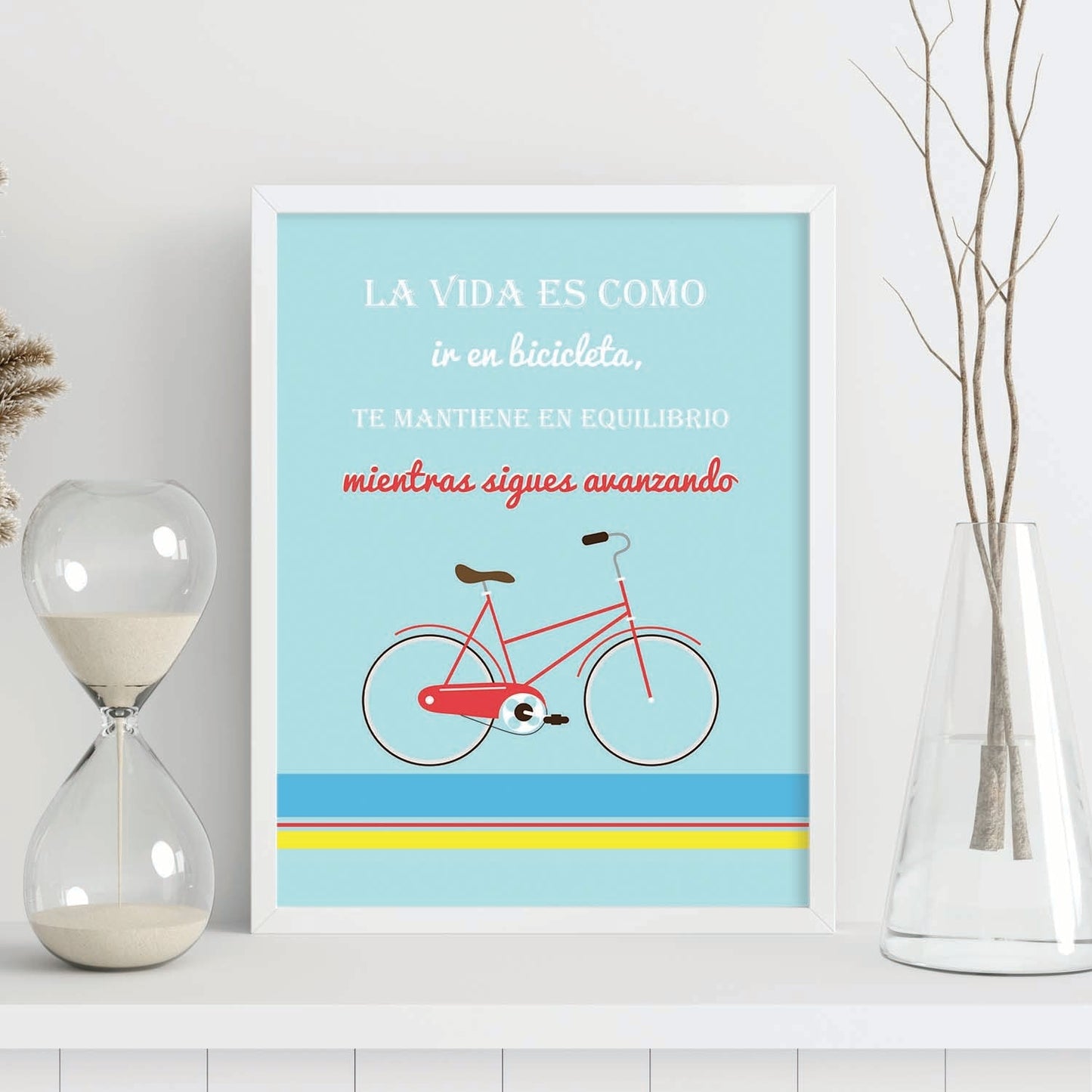 Poster con mensaje feliz. Lámina La vida es como ir en bicicleta....-Artwork-Nacnic-Nacnic Estudio SL