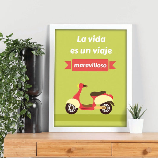 Poster con mensaje feliz. Lámina La vida es un viaje maravilloso.-Artwork-Nacnic-Nacnic Estudio SL