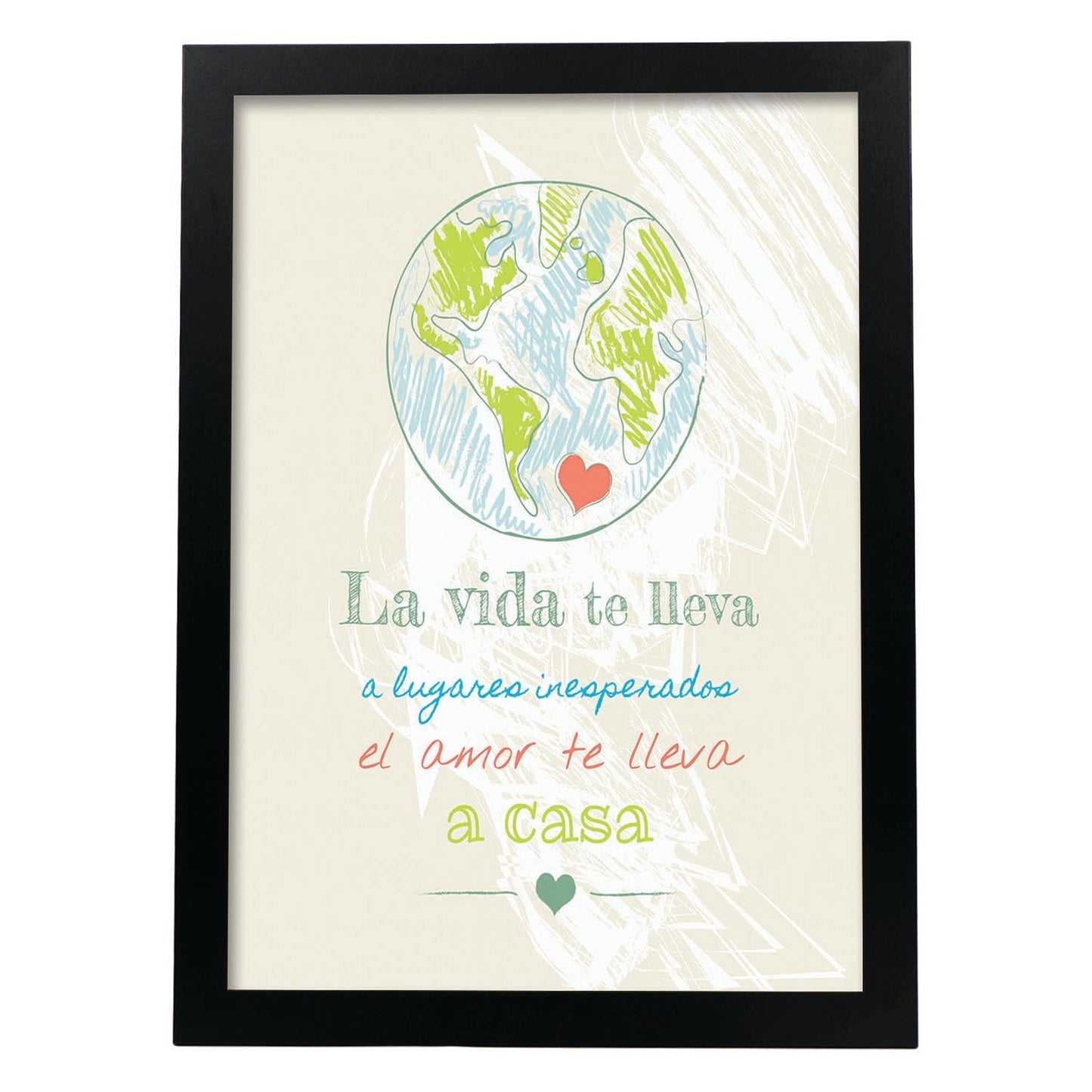 Poster con mensaje feliz. Lámina La vida te lleva.-Artwork-Nacnic-A3-Marco Negro-Nacnic Estudio SL