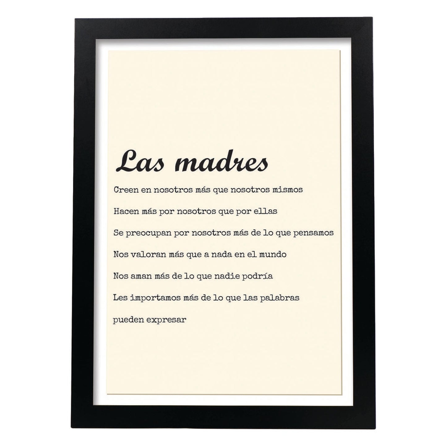 Poster con mensaje feliz. Lámina Las madres.-Artwork-Nacnic-A3-Marco Negro-Nacnic Estudio SL