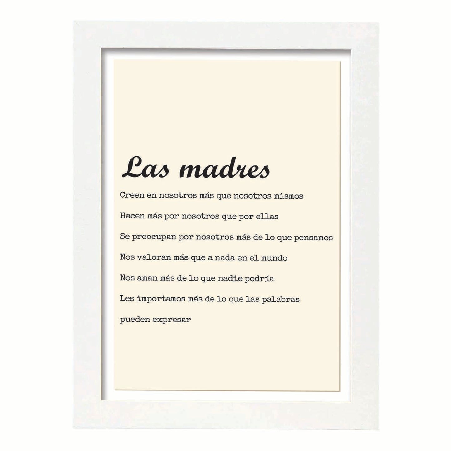 Poster con mensaje feliz. Lámina Las madres.-Artwork-Nacnic-A4-Marco Blanco-Nacnic Estudio SL