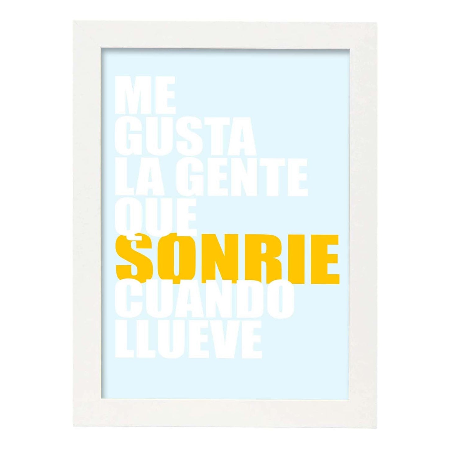 Poster con mensaje feliz. Lámina Me gusta la gente.-Artwork-Nacnic-A3-Marco Blanco-Nacnic Estudio SL