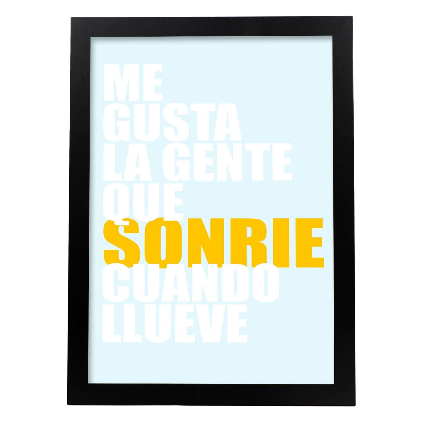 Poster con mensaje feliz. Lámina Me gusta la gente.-Artwork-Nacnic-A3-Marco Negro-Nacnic Estudio SL