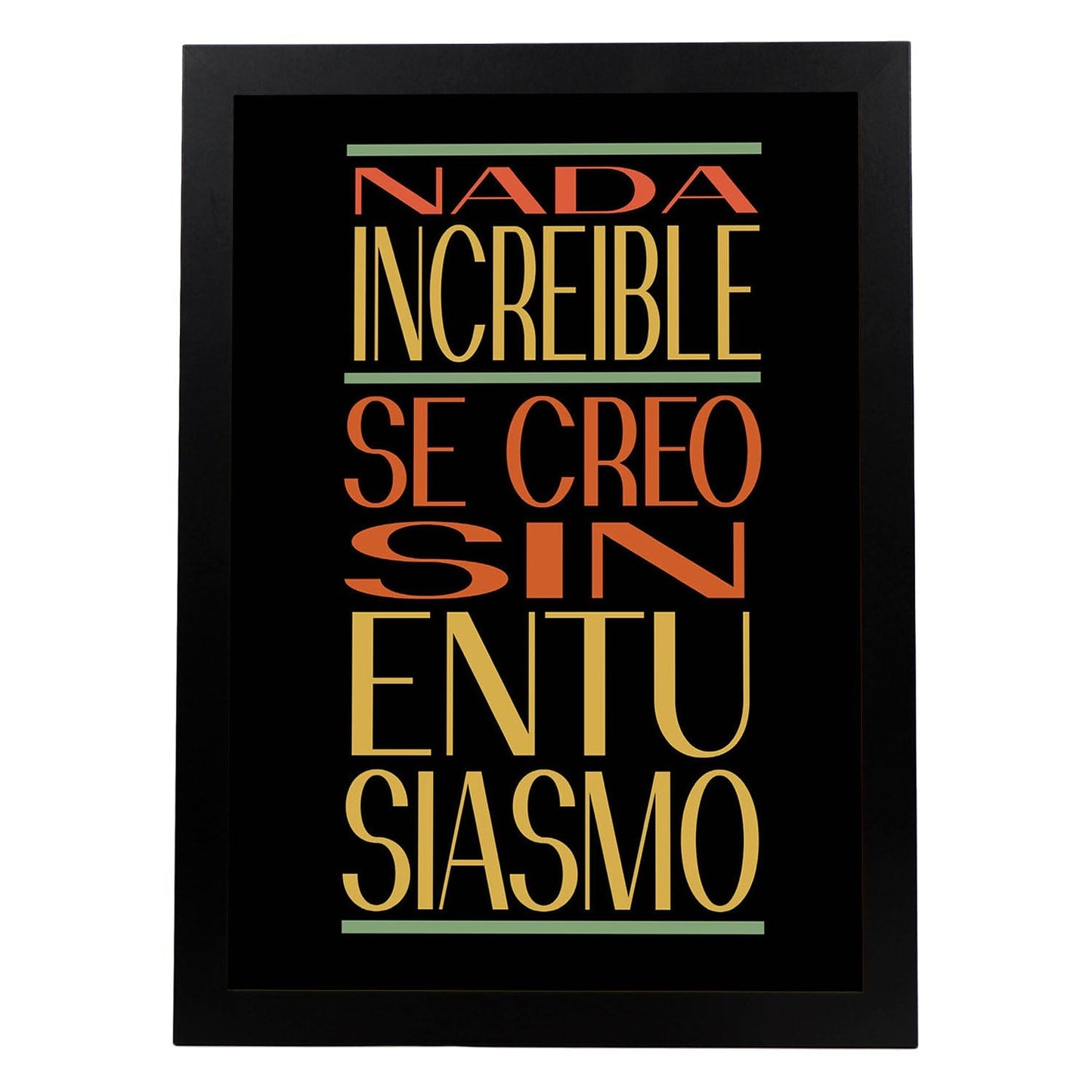 Poster con mensaje feliz. Lámina Nada increible se creo....-Artwork-Nacnic-A4-Marco Negro-Nacnic Estudio SL