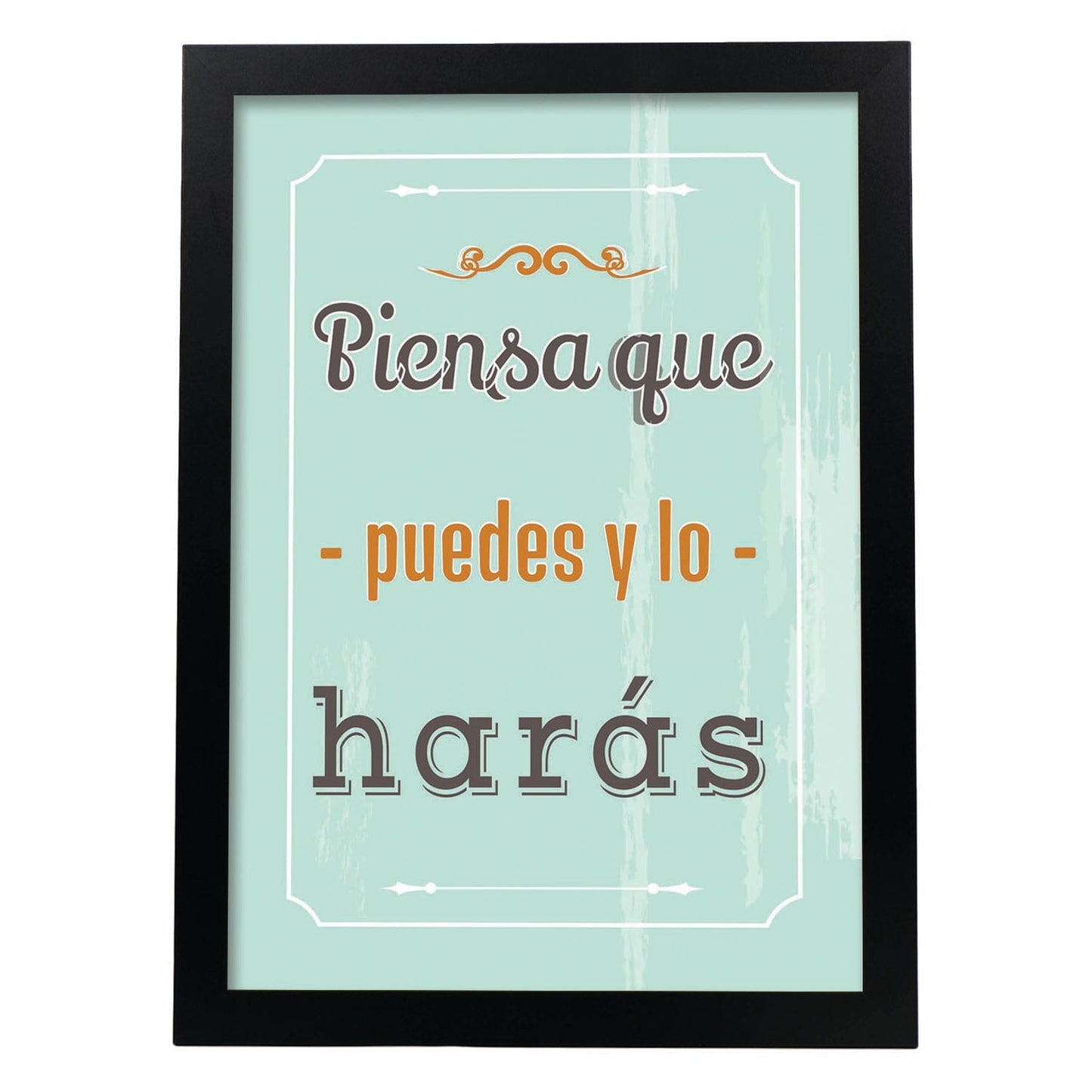 Poster con mensaje feliz. Lámina Piensa que puedes y lo harás 2.-Artwork-Nacnic-A3-Marco Negro-Nacnic Estudio SL