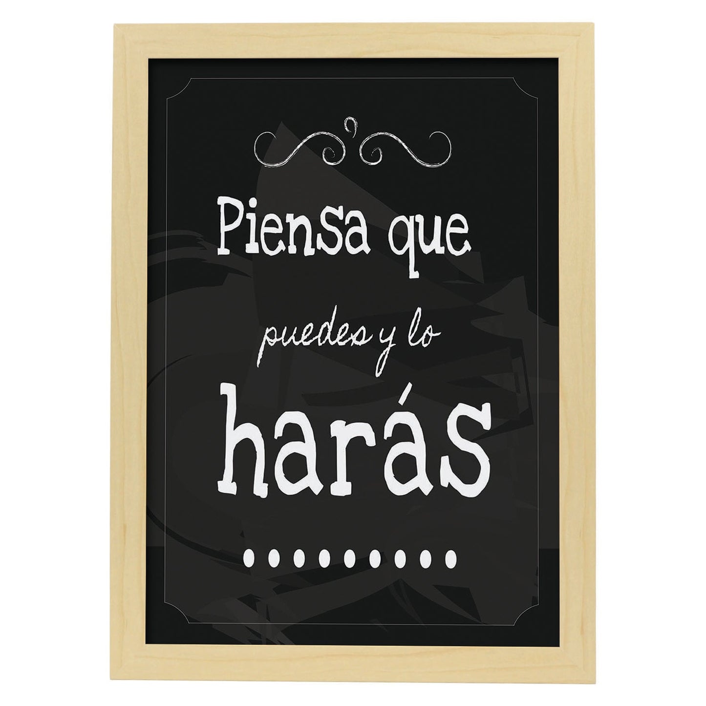 Poster con mensaje feliz. Lámina Piensa que puedes y lo harás.-Artwork-Nacnic-A3-Marco Madera clara-Nacnic Estudio SL