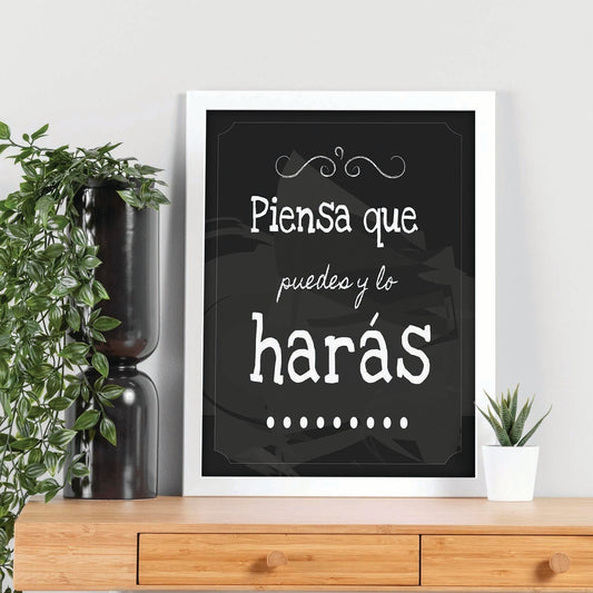 Poster con mensaje feliz. Lámina Piensa que puedes y lo harás.-Artwork-Nacnic-Nacnic Estudio SL