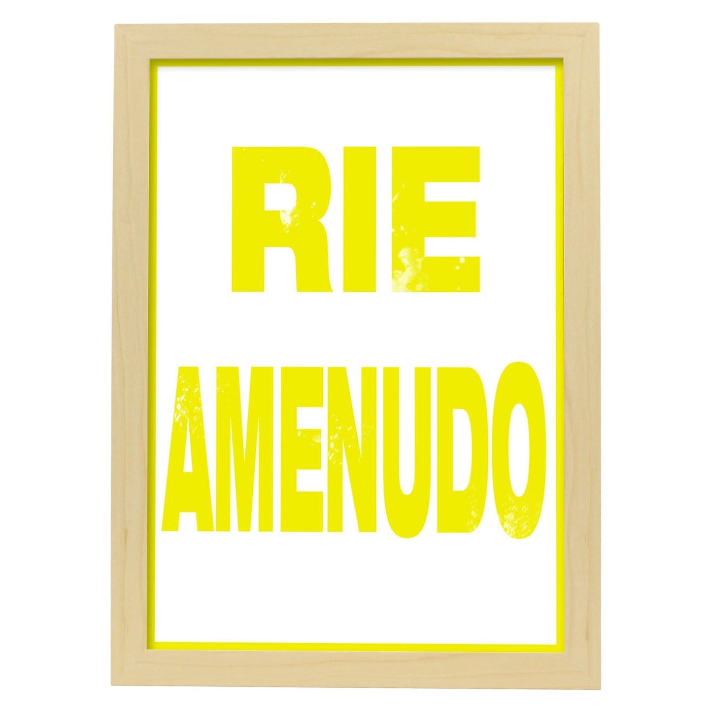 Poster con mensaje feliz. Lámina Ríe amenudo.-Artwork-Nacnic-A3-Marco Madera clara-Nacnic Estudio SL