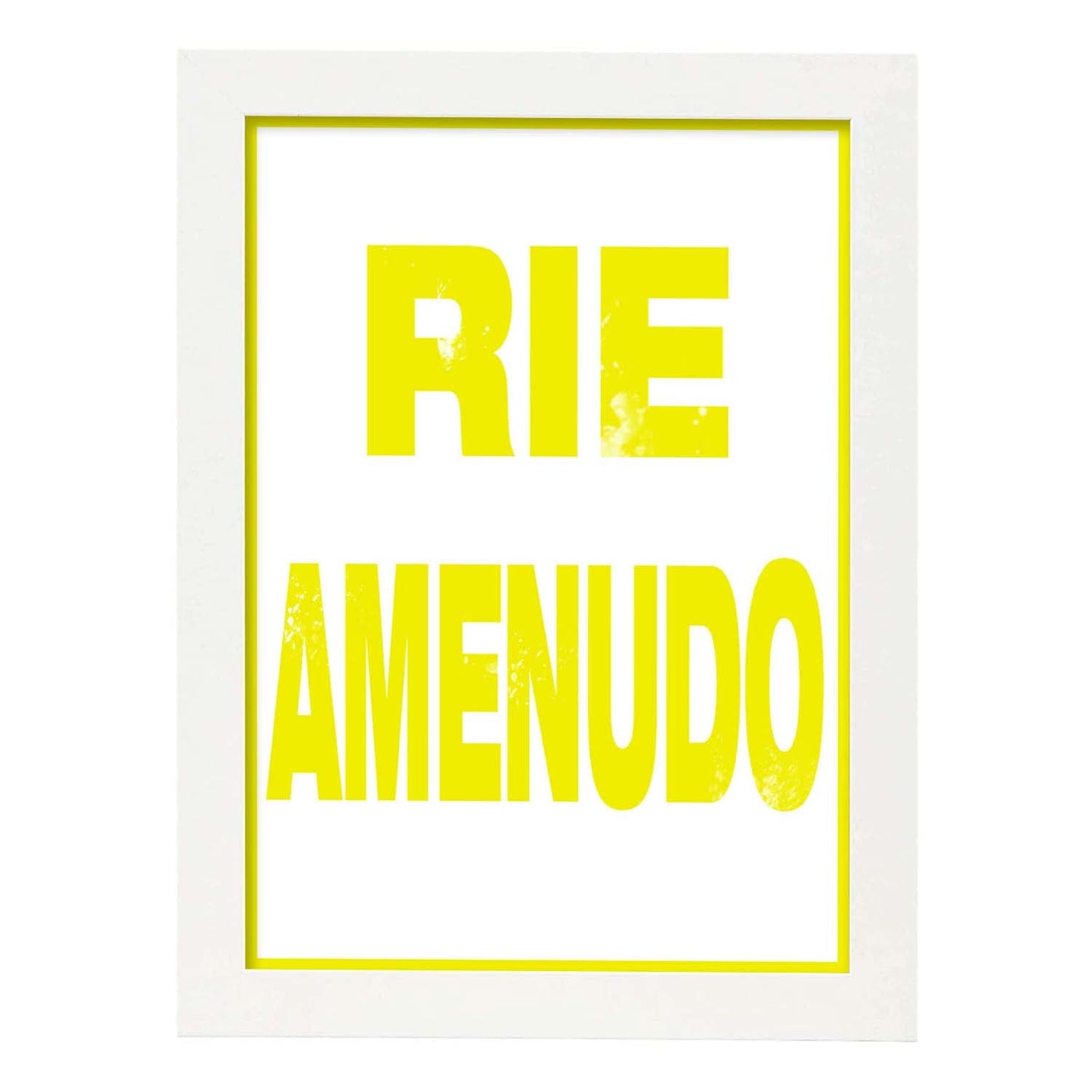 Poster con mensaje feliz. Lámina Ríe amenudo.-Artwork-Nacnic-A4-Marco Blanco-Nacnic Estudio SL